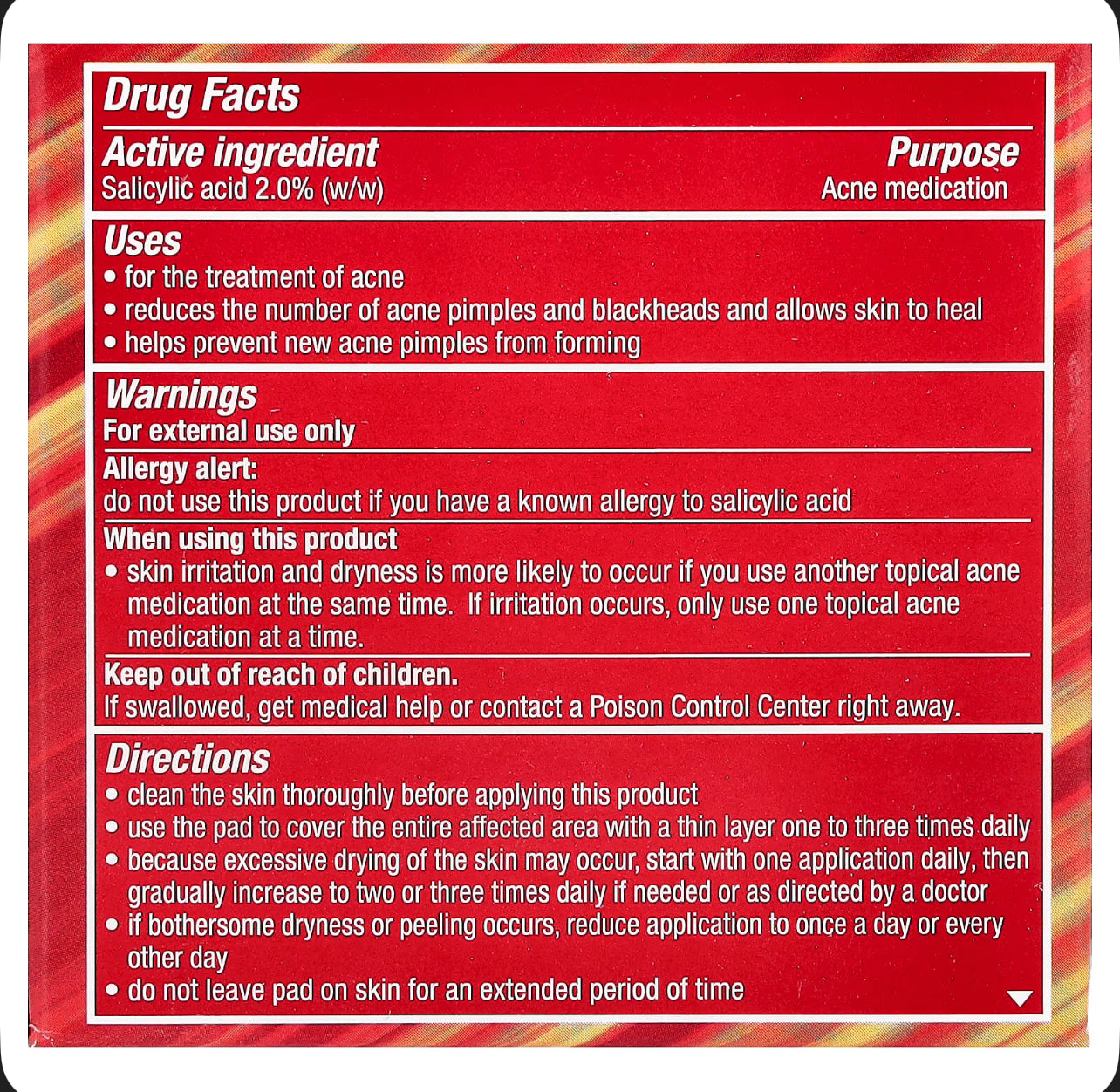 Stridex للسيطرة على حب الشباب خالي من الكحول، 55 قطعة قطنية ناعمة