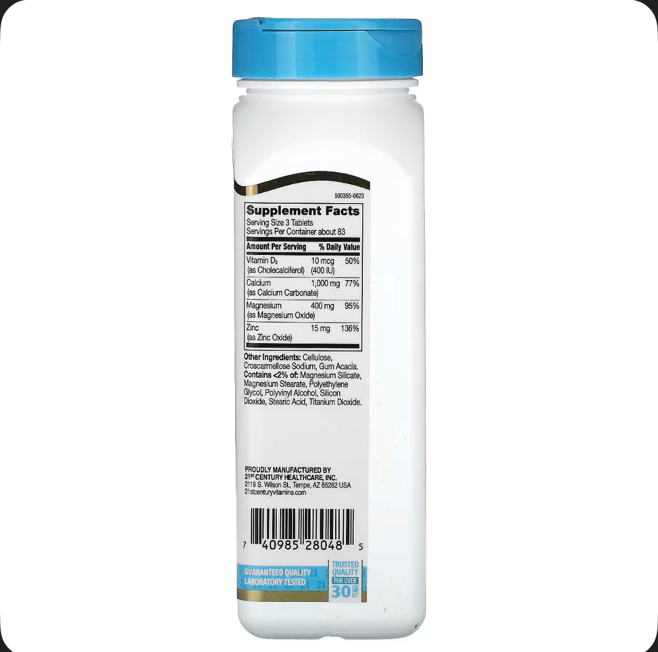 (Copy) 21st Century — Calcium Magnesium Zinc + D3 (250 Tablets) /كالسيوم + مغنيسيوم + زنك مع فيتامين D3» — مكمل غذائي من 21st Century.