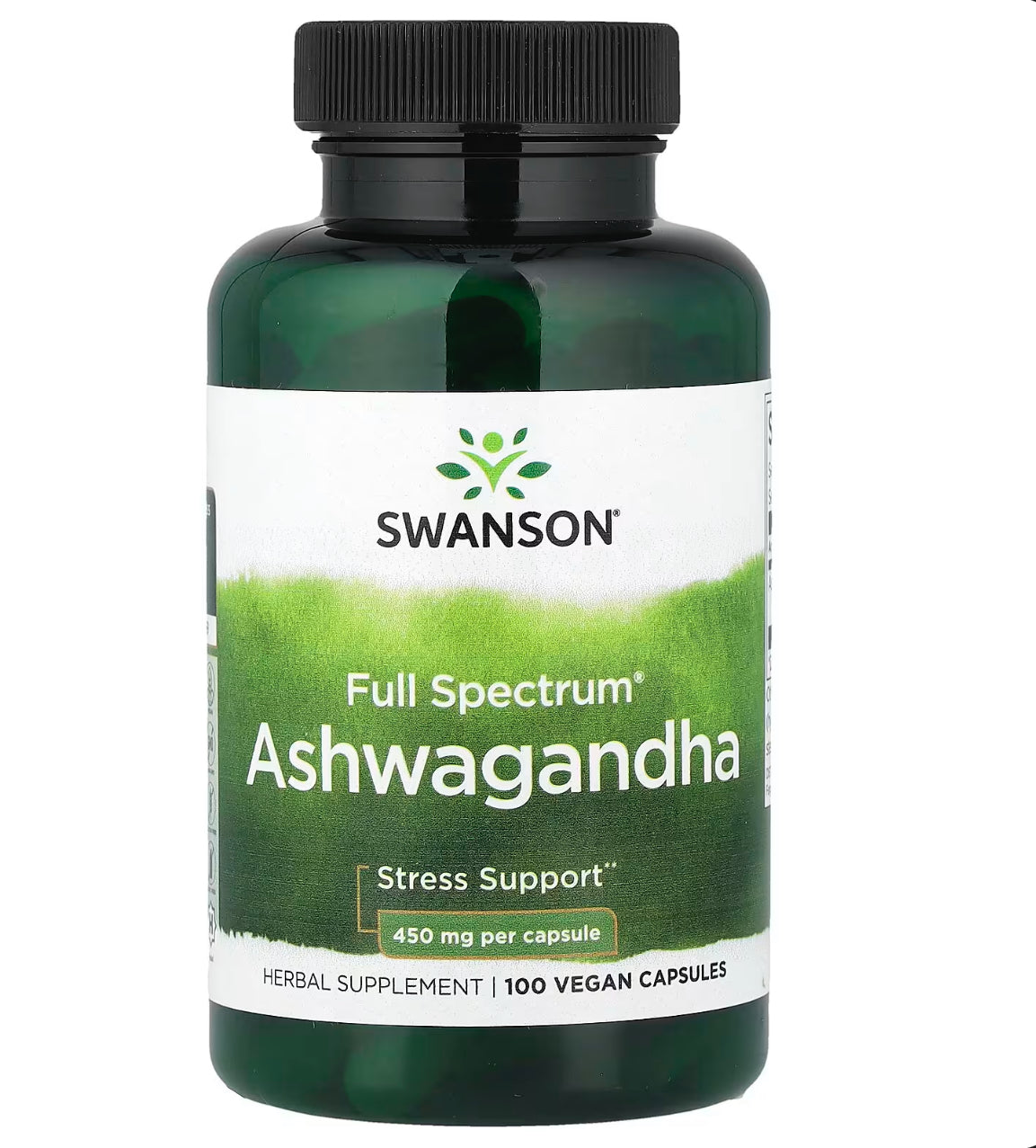 Ashwagandha العبعب المنوم 100 ،Full Spectrum كبسولة نباتية صرف
(450 ملجم لكل كبسولة) اشواغندا