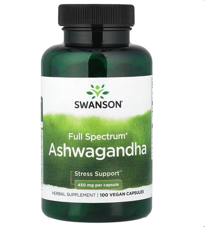 Ashwagandha العبعب المنوم 100 ،Full Spectrum كبسولة نباتية صرف
(450 ملجم لكل كبسولة) اشواغندا