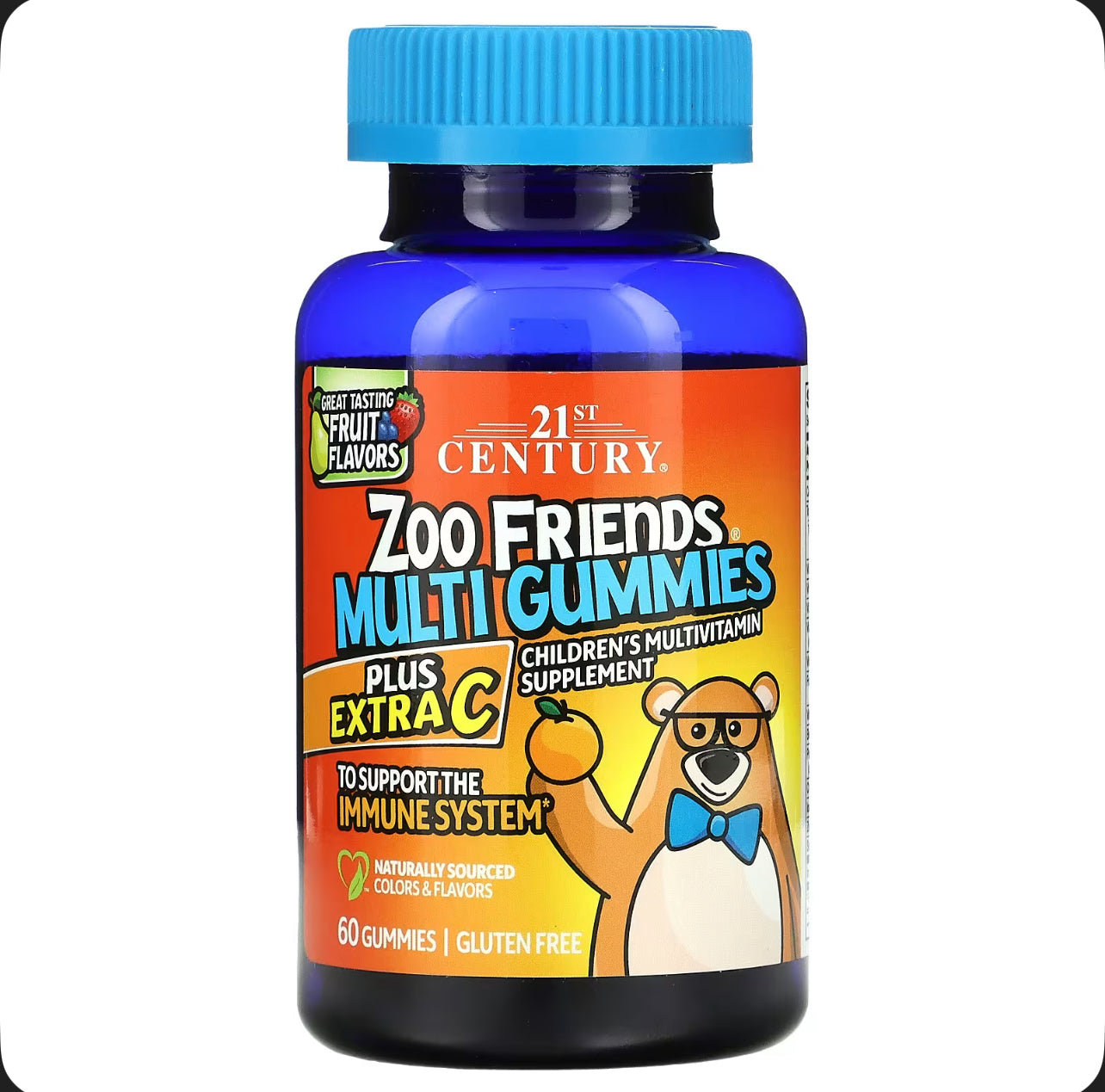 علكات الفيتامينات المتعددة من zoo friends, المعززة بفيتامين سي , الفواكه اللذيذة,60 علكة