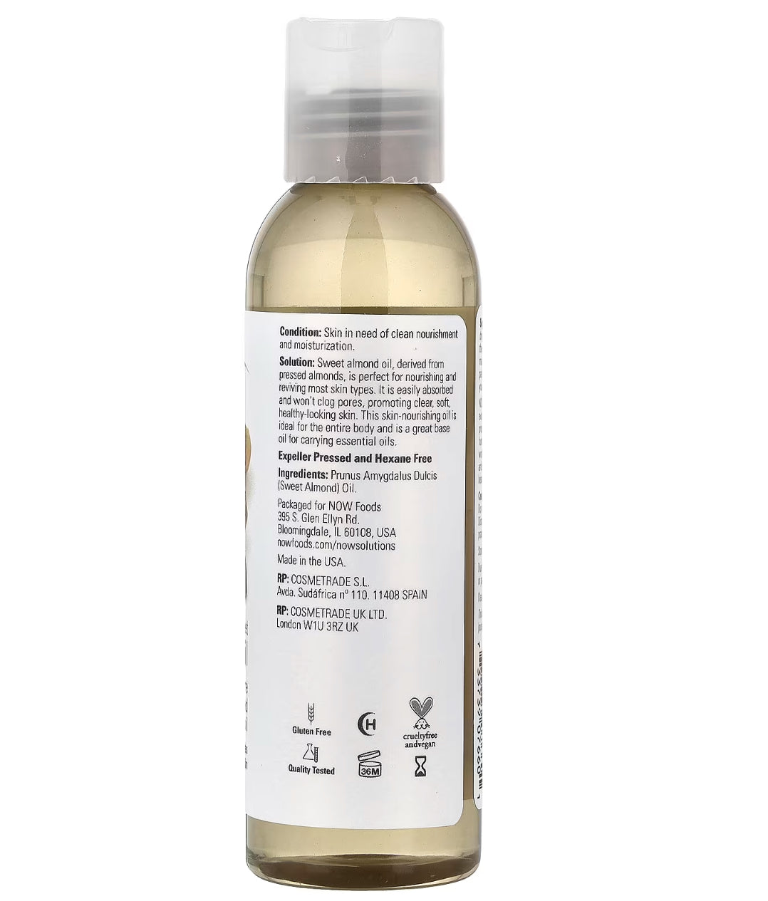 (Copy) زيت اللوز الحلو من NOW Foods (Solutions Sweet Almond Oil – بدون عطر)
118 مل