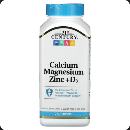 (Copy) 21st Century — Calcium Magnesium Zinc + D3 (250 Tablets) /كالسيوم + مغنيسيوم + زنك مع فيتامين D3» — مكمل غذائي من 21st Century.